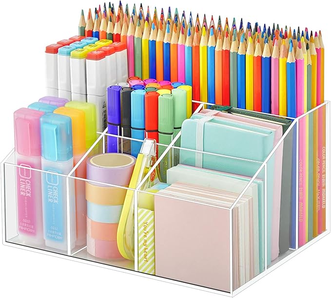 7 Compartments Desk Pencil Storage Holder