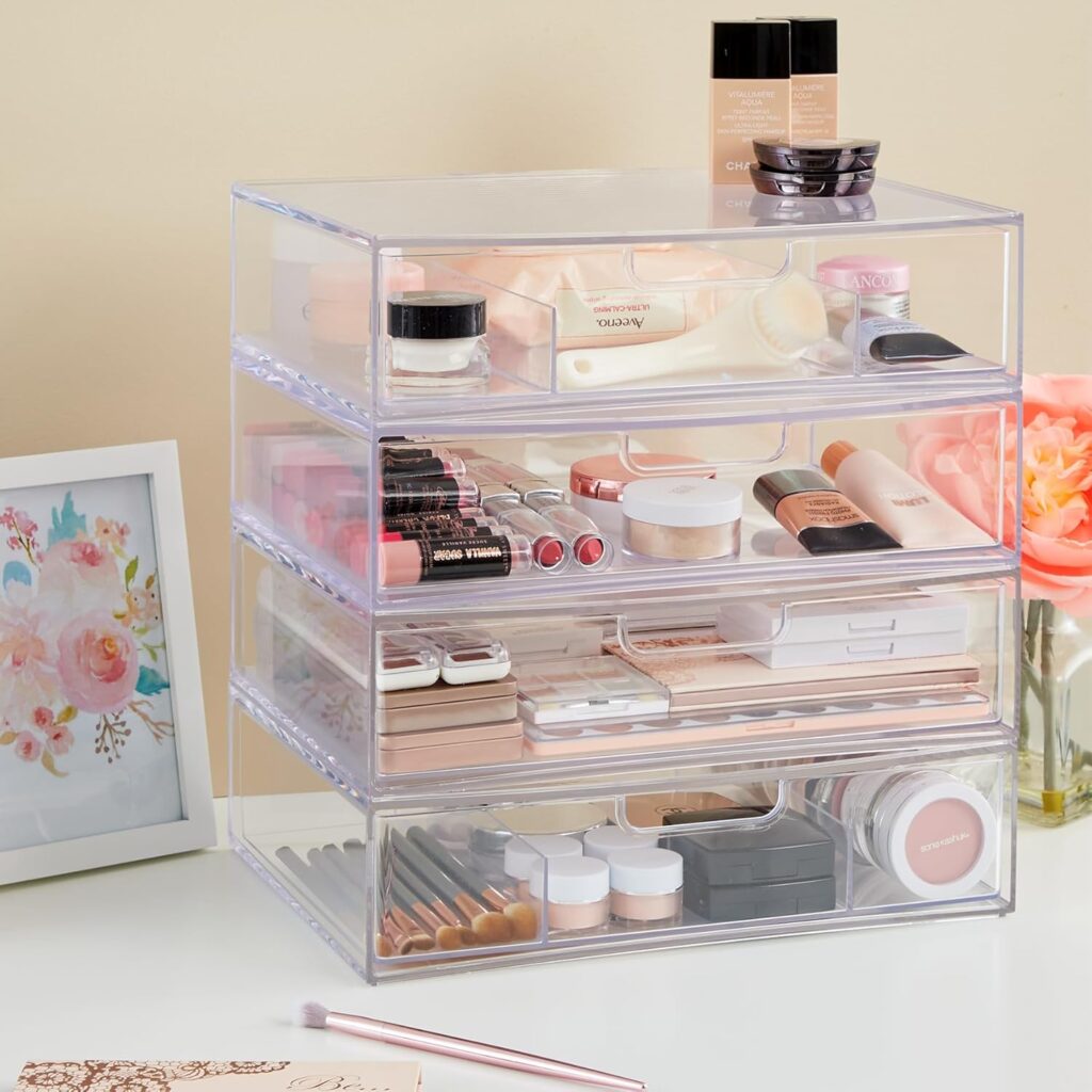 Clear Stackable Open & Divided Storage Drawers